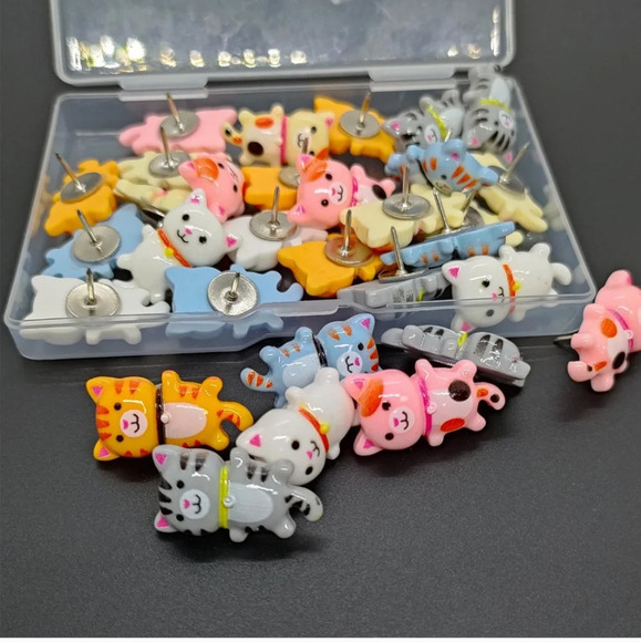 30 pcs Cat Push Pins Animal Creative Thumbtacks Corkboard Pushpins for Photo Wal - Picture 7 of 7